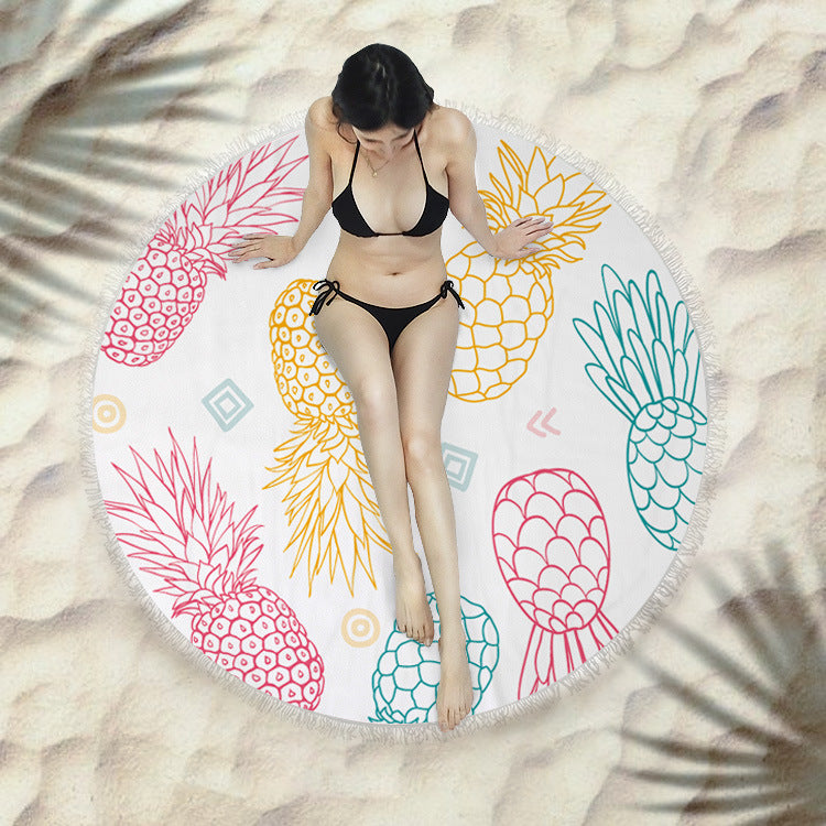 Fringed beach towel round bath towel beach towel Île papillon