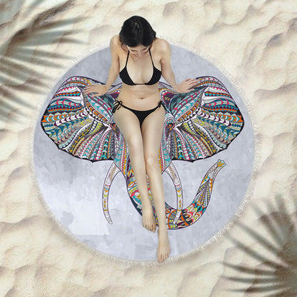 Fringed beach towel round bath towel beach towel Île papillon