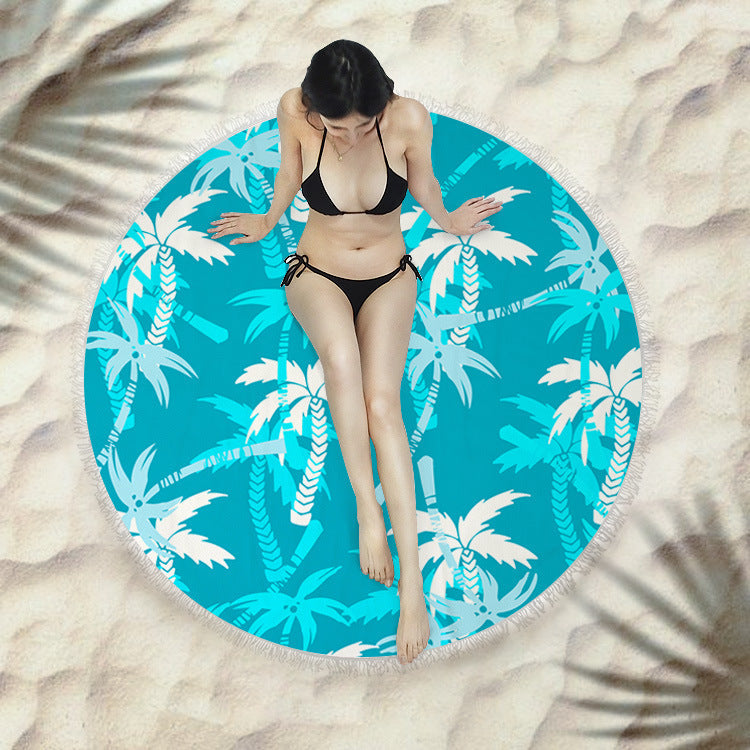 Fringed beach towel round bath towel beach towel Île papillon