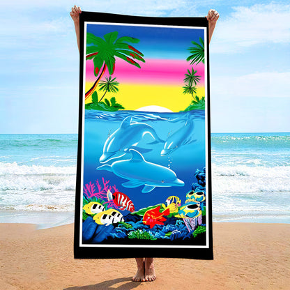 Sweat-wiping Beach Towel Microfiber Water-absorbing Quick-drying Beach Towel Île papillon