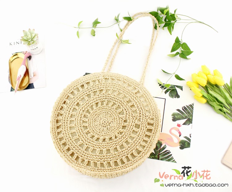 Woven soft beach bag straw bag Île papillon