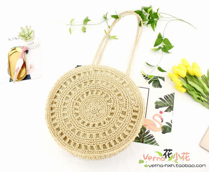 Woven soft beach bag straw bag Île papillon