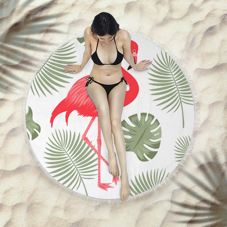Fringed beach towel round bath towel beach towel Île papillon
