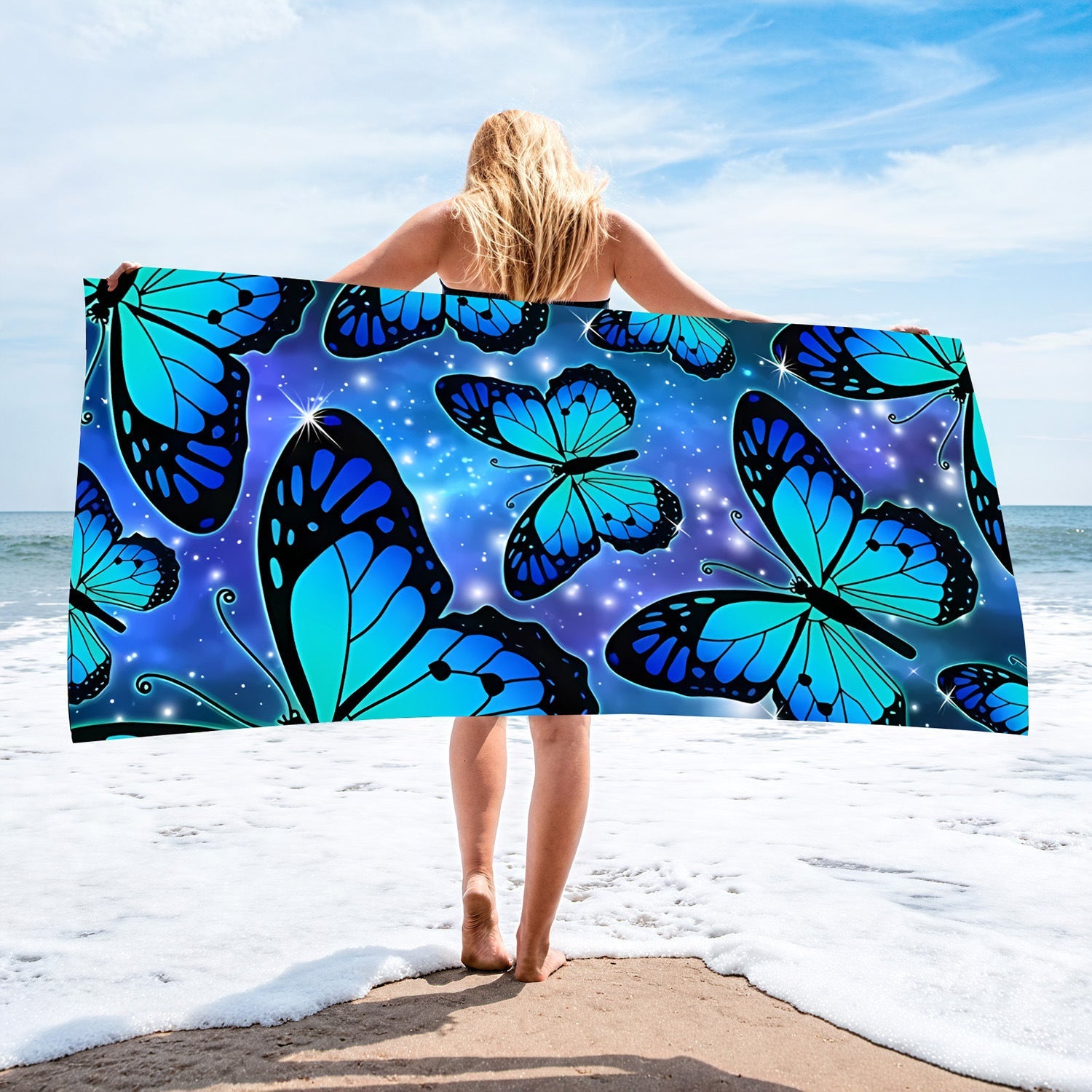 Sweat-wiping Beach Towel Microfiber Water-absorbing Quick-drying Beach Towel Île papillon