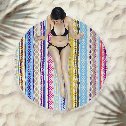 Fringed beach towel round bath towel beach towel Île papillon