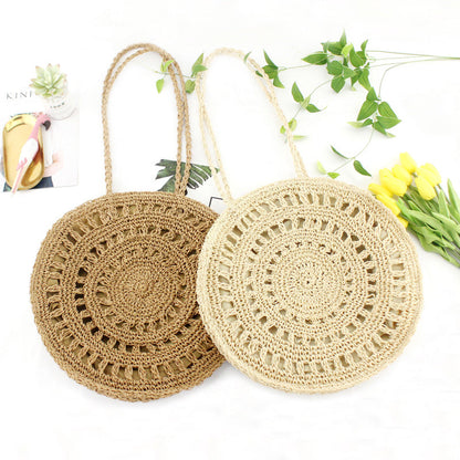 Woven soft beach bag straw bag Île papillon