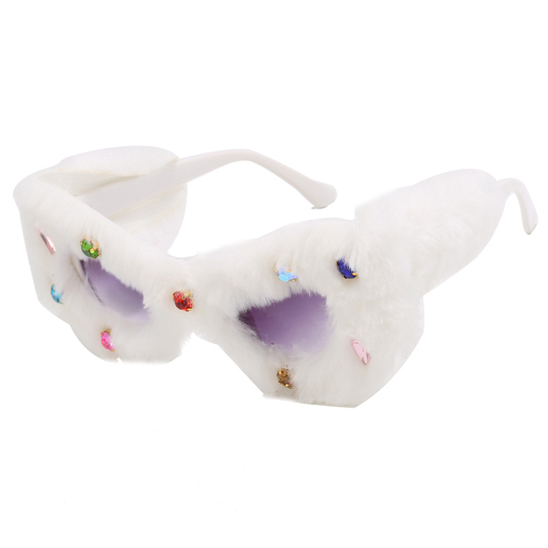 New Cat Eye Studded Diamond Sunglasses Île papillon