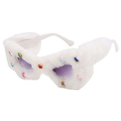 New Cat Eye Studded Diamond Sunglasses Île papillon