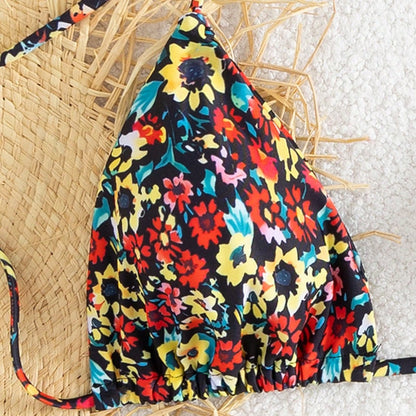 Womens Lace-Up Printed Bikini Swimsuit Île papillon