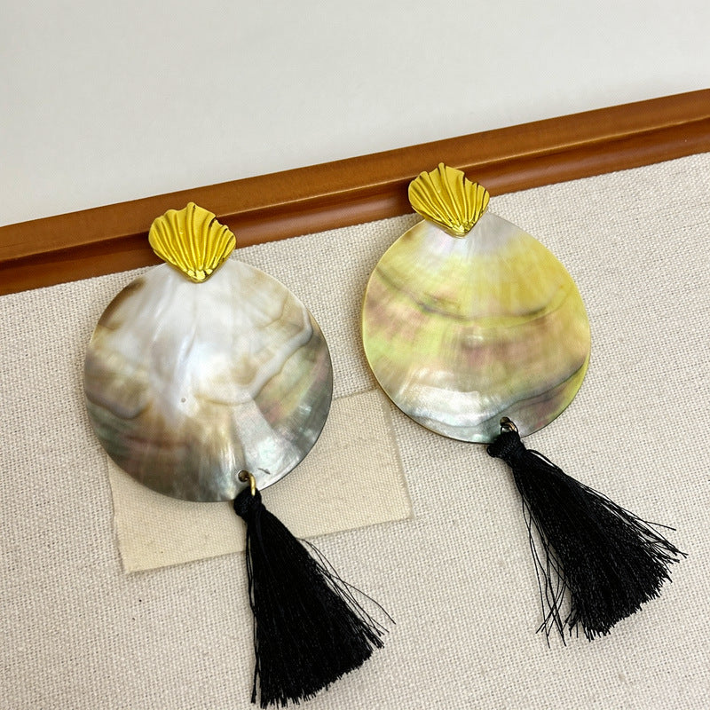 Shell-shaped Round Tassel Earrings And Necklace Jewelry Set Île papillon