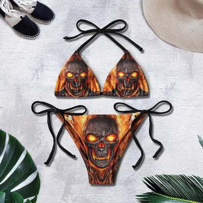 Bikini Summer 3D Printed Lace Up Île papillon