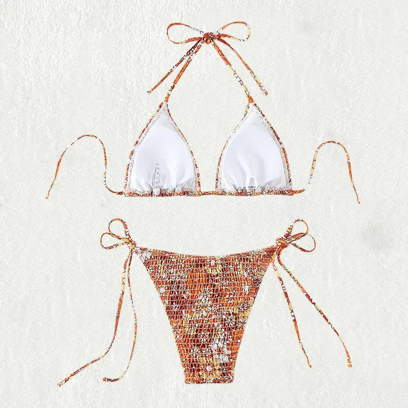 Fragmented Lace Up Sexy Bikini Île papillon