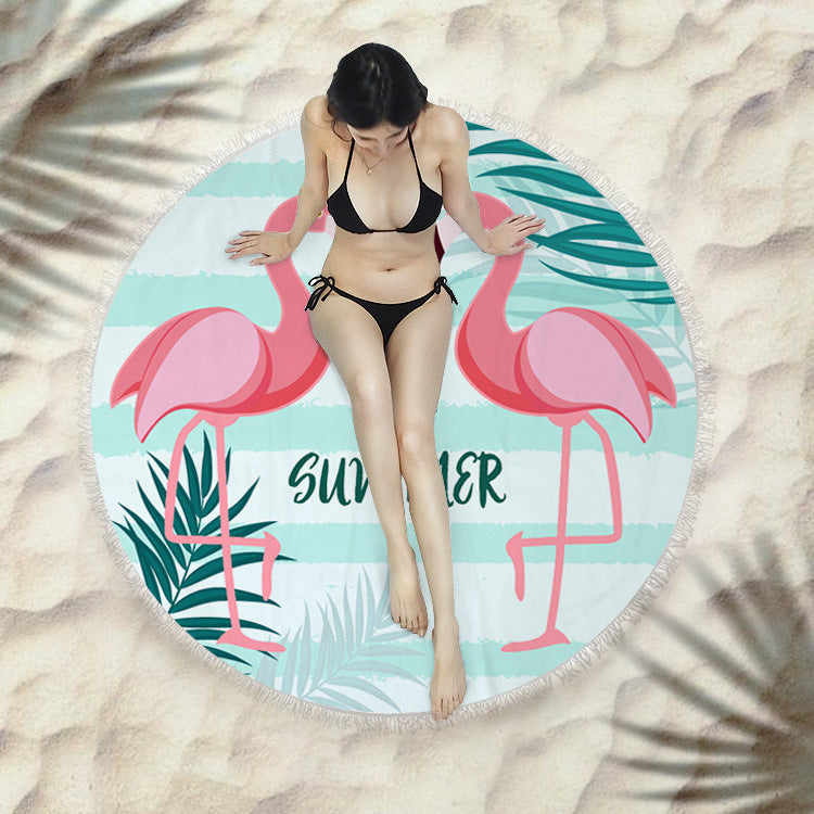 Fringed beach towel round bath towel beach towel Île papillon