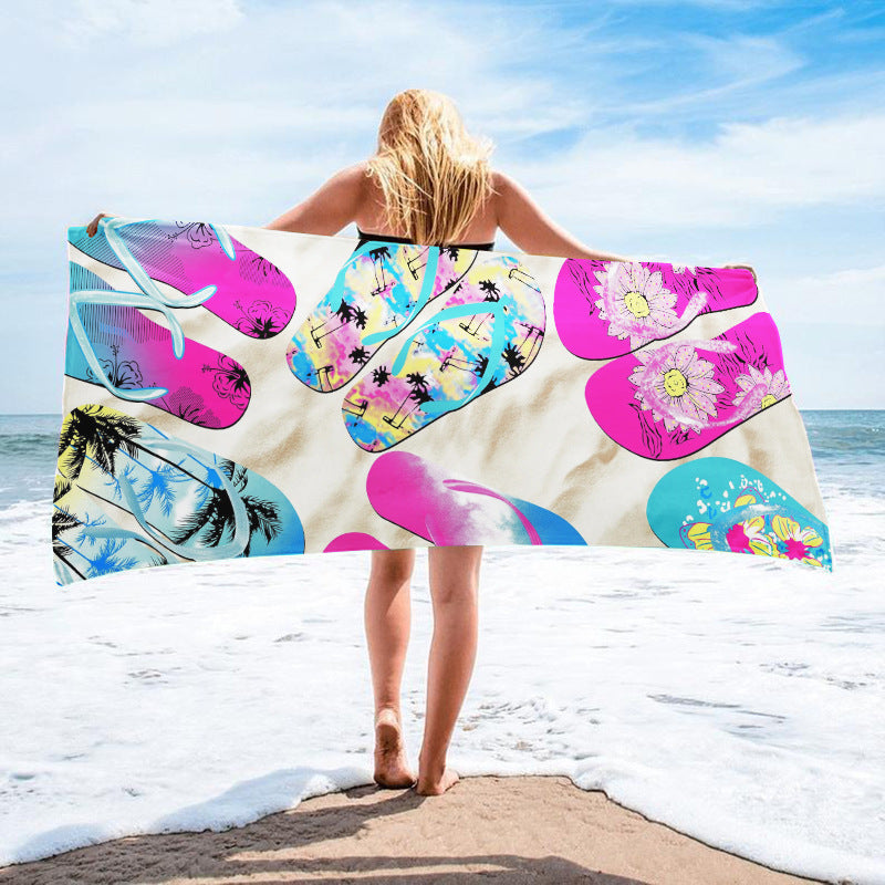 Sweat-wiping Beach Towel Microfiber Water-absorbing Quick-drying Beach Towel Île papillon