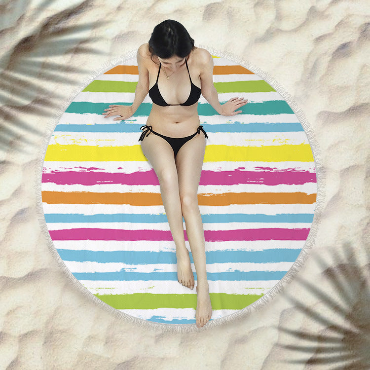 Fringed beach towel round bath towel beach towel Île papillon