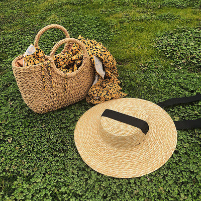 Women Sun Hat French Style Wide Brim Straw Hat Île papillon
