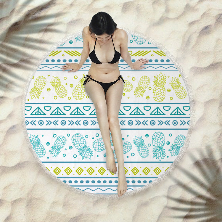 Fringed beach towel round bath towel beach towel Île papillon