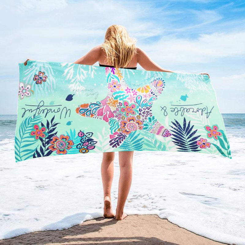 Sweat-wiping Beach Towel Microfiber Water-absorbing Quick-drying Beach Towel Île papillon