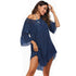 Hand Crocheting Stitching Smock Dress Beach Cover-up Slub Cotton Crochet Île papillon