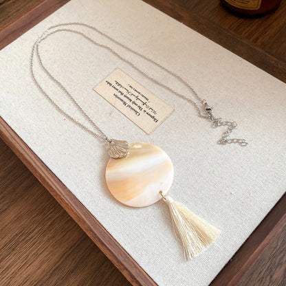 Shell-shaped Round Tassel Earrings And Necklace Jewelry Set Île papillon
