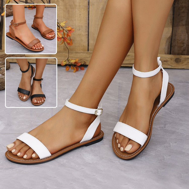 One-straped Flat Sandals Summer Buckle Roman Shoes Fashion Simple Sandal Île papillon