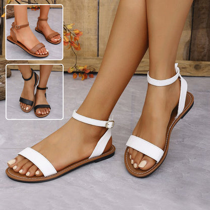 One-straped Flat Sandals Summer Buckle Roman Shoes Fashion Simple Sandal Île papillon