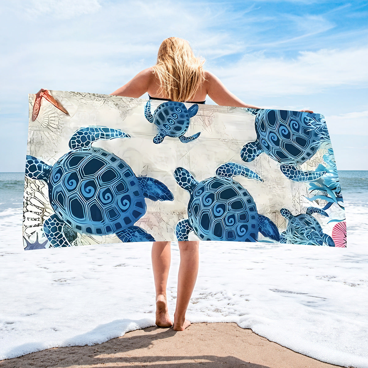 Sweat-wiping Beach Towel Microfiber Water-absorbing Quick-drying Beach Towel Île papillon