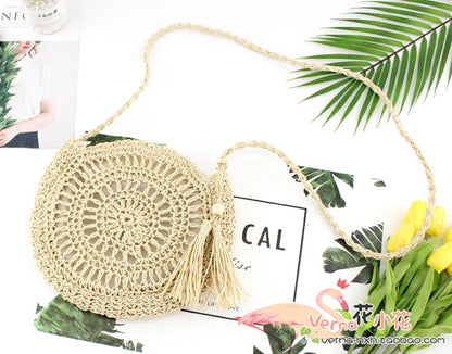 Woven soft beach bag straw bag Île papillon