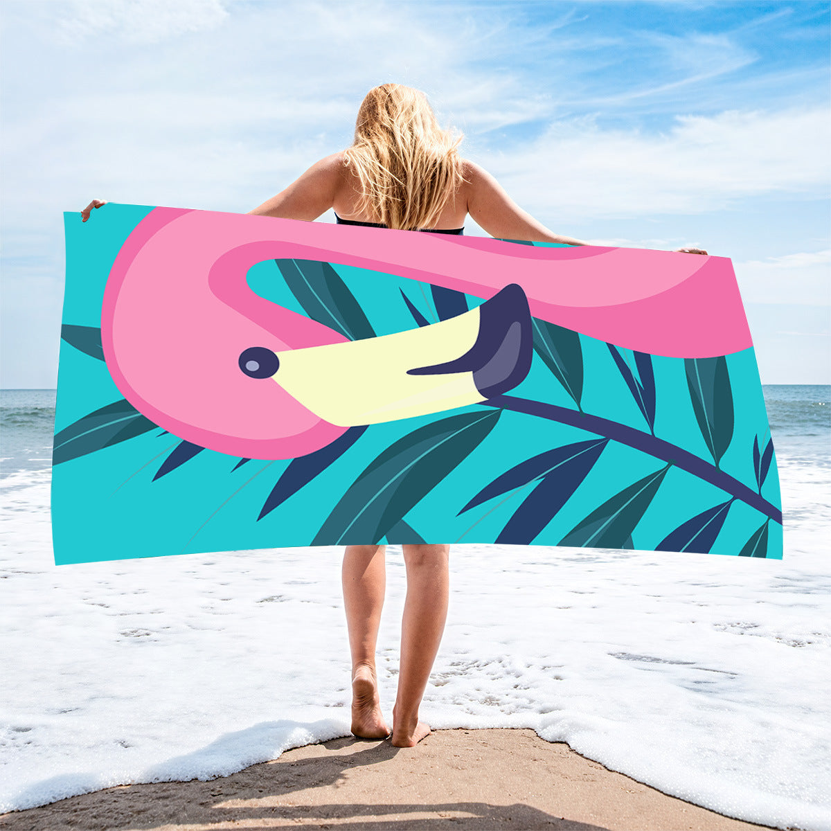 Sweat-wiping Beach Towel Microfiber Water-absorbing Quick-drying Beach Towel Île papillon