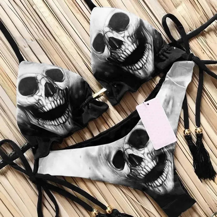 Bikini Summer 3D Printed Lace Up Île papillon