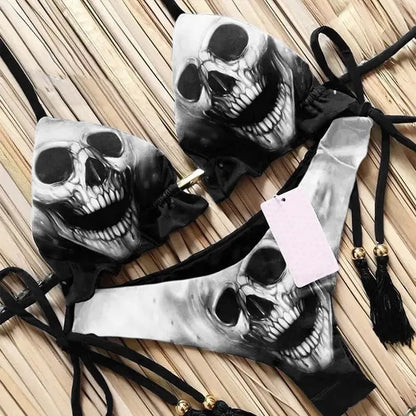Bikini Summer 3D Printed Lace Up Île papillon