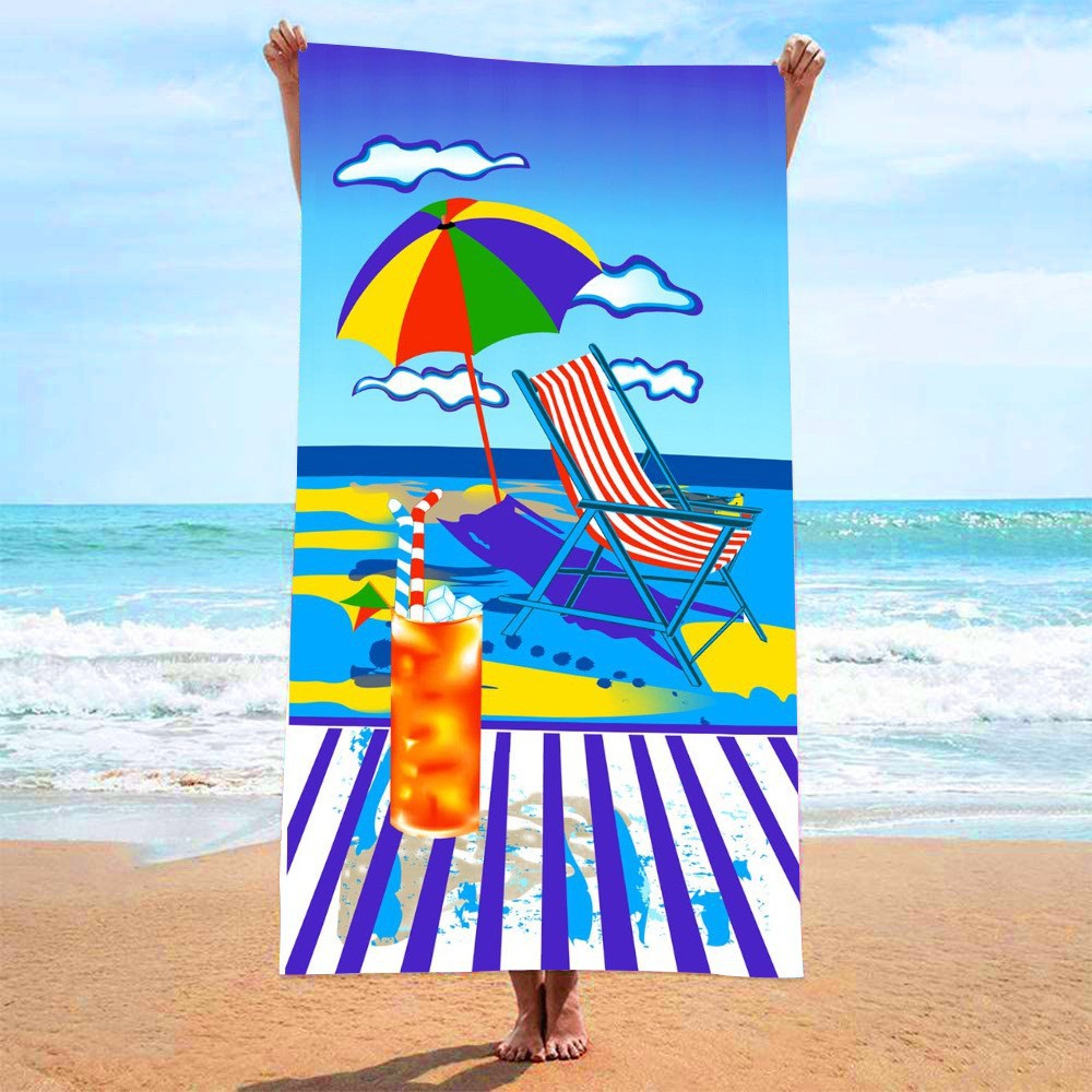 Sweat-wiping Beach Towel Microfiber Water-absorbing Quick-drying Beach Towel Île papillon