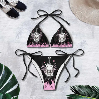 Bikini Summer 3D Printed Lace Up Île papillon