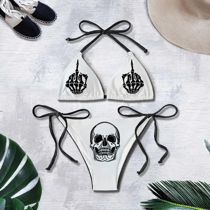 Bikini Summer 3D Printed Lace Up Île papillon