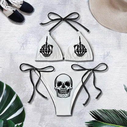 Bikini Summer 3D Printed Lace Up Île papillon