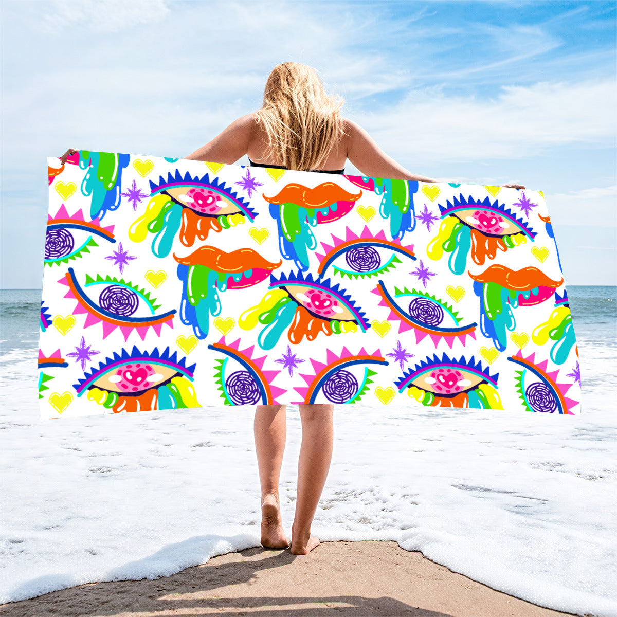 Sweat-wiping Beach Towel Microfiber Water-absorbing Quick-drying Beach Towel Île papillon