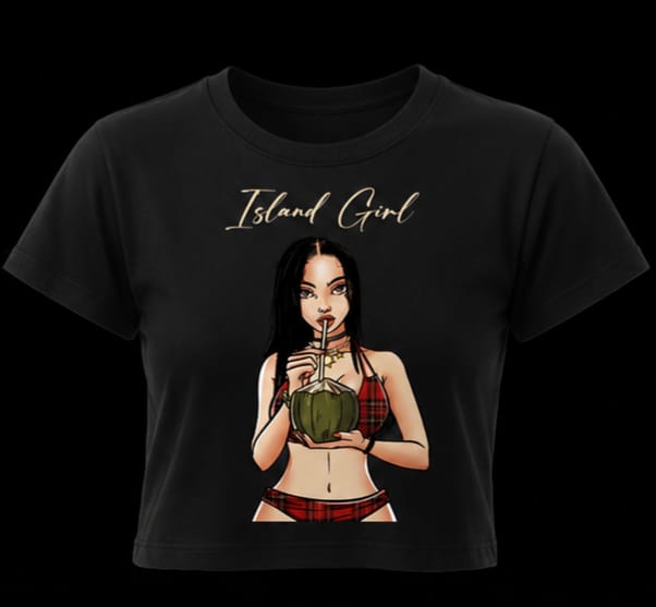 Soft Black Crop Top Tee Île papillon