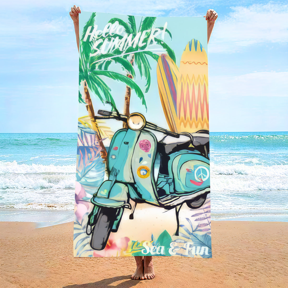 Sweat-wiping Beach Towel Microfiber Water-absorbing Quick-drying Beach Towel Île papillon