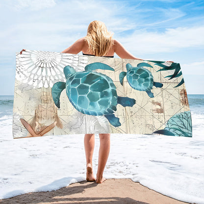 Sweat-wiping Beach Towel Microfiber Water-absorbing Quick-drying Beach Towel Île papillon