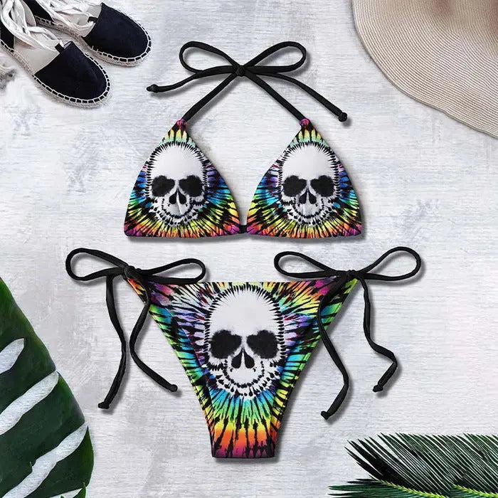 Bikini Summer 3D Printed Lace Up Île papillon
