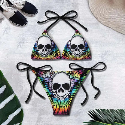 Bikini Summer 3D Printed Lace Up Île papillon