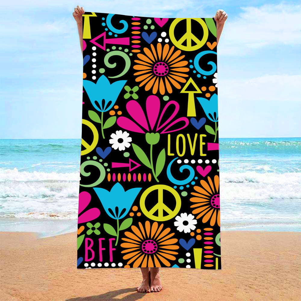 Sweat-wiping Beach Towel Microfiber Water-absorbing Quick-drying Beach Towel Île papillon