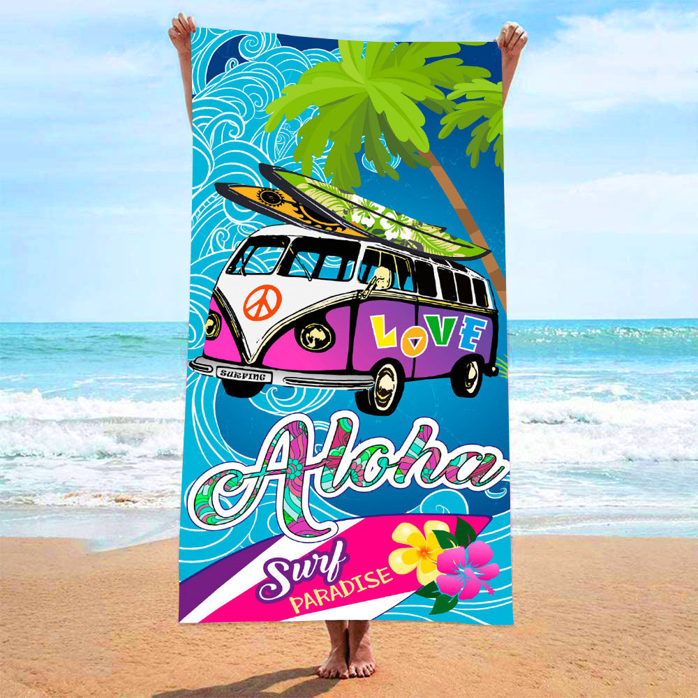 Sweat-wiping Beach Towel Microfiber Water-absorbing Quick-drying Beach Towel Île papillon